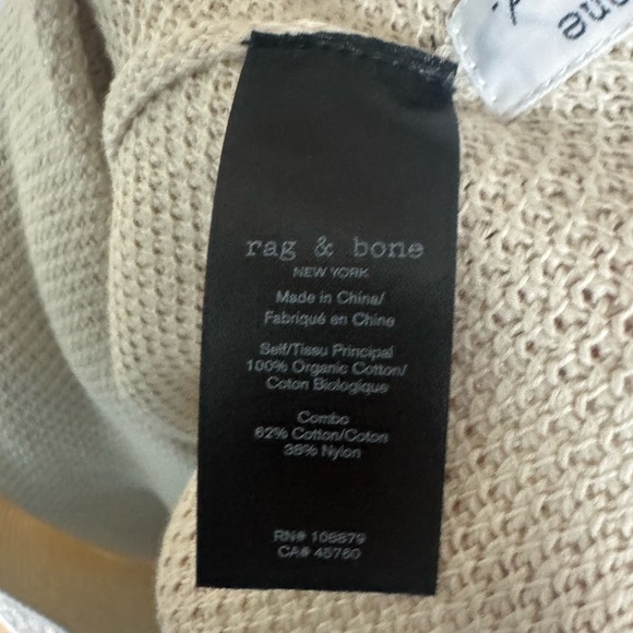 Rag and Bone Men’s Cream Crewneck Sweater with Arm Patches size X Large - Picture 8 of 9